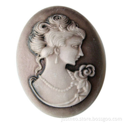 25*18mm Vintage Resin Lady's Cameos, Flat Back Cabochon Beads